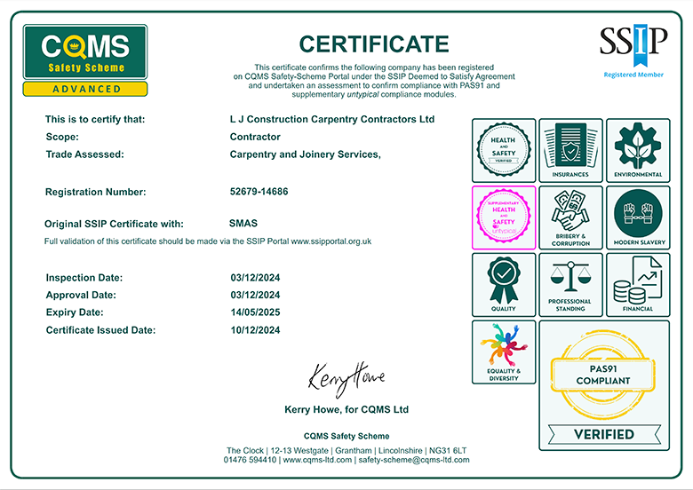 CQMS Safety Scheme Certificate